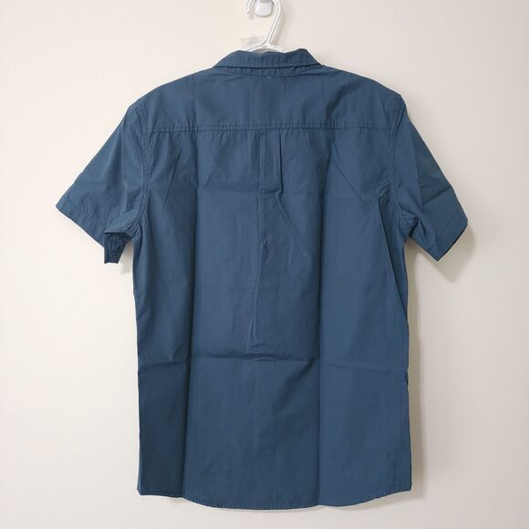 NWT Pacsun On The Byas Mens Button-Up Shirt Sz M Blue Cotton Short Sleeve Tribal - Picture 2 of 8